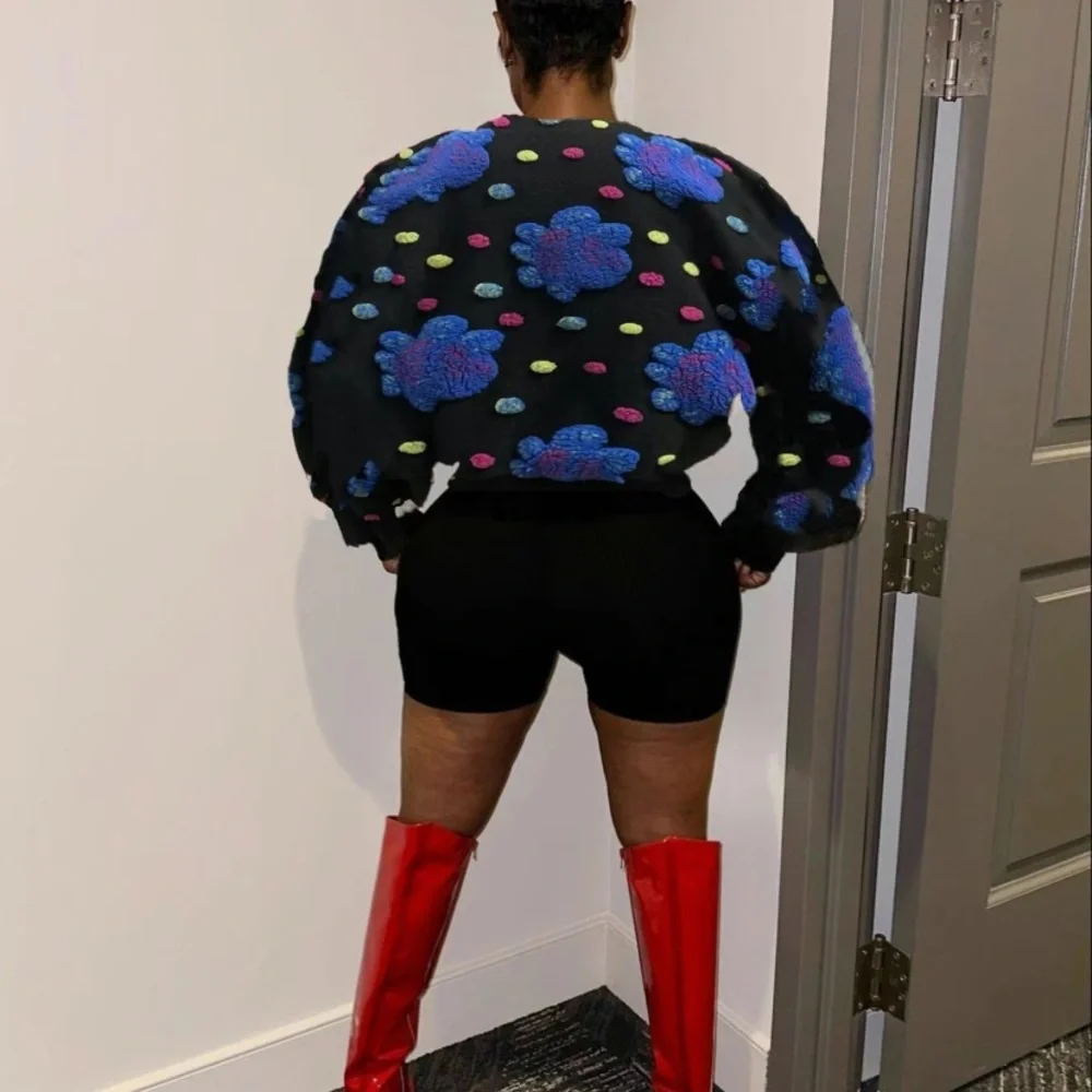 Fashion Nova 5X Teddy Jacket with Playful colorful abstract floral fuzzy Design - Picture 2 of 12
